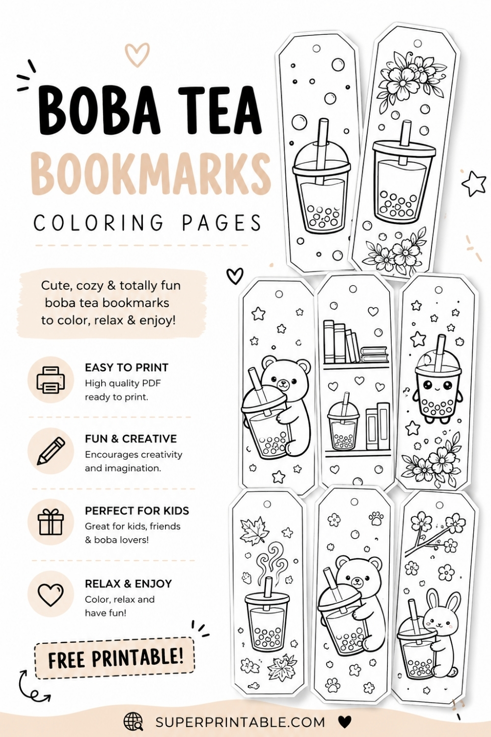40 Boba Tea Bookmarks Coloring Pages Pinterest Image