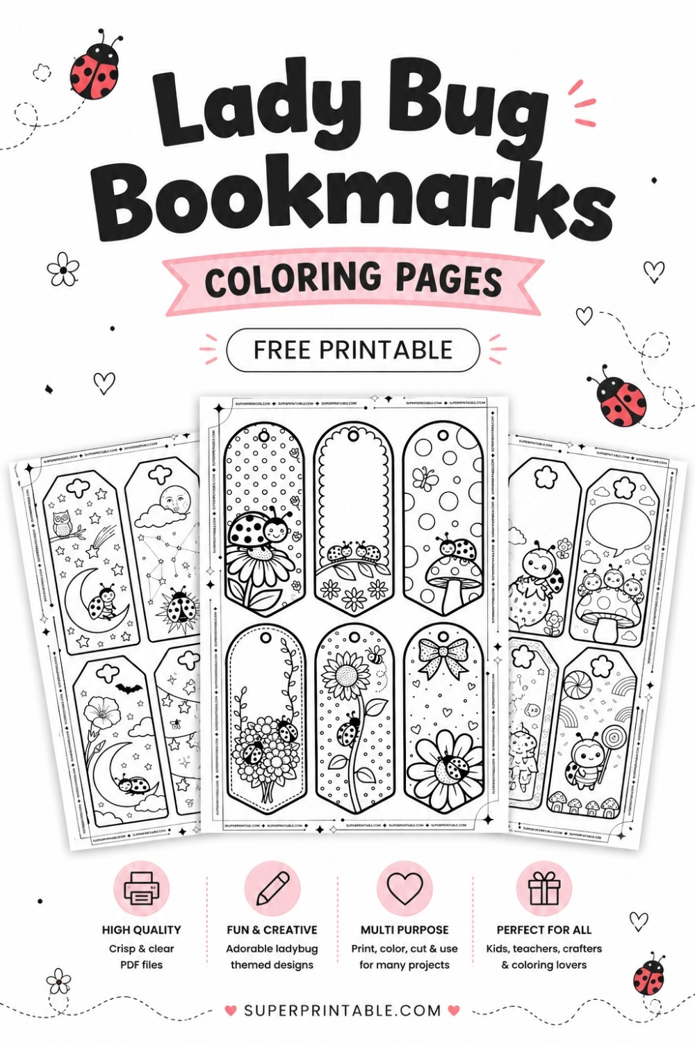 40 Lady Bug Bookmarks Coloring Pages Pinterest Image