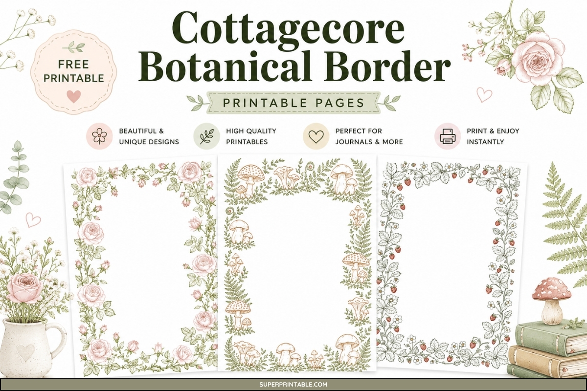 12+ Cottagecore Botanical Border 