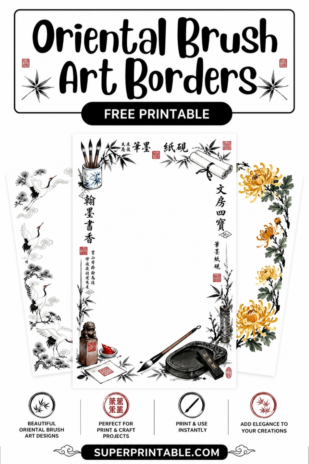 12+ Oriental Brush Art Borders Pinterest Image