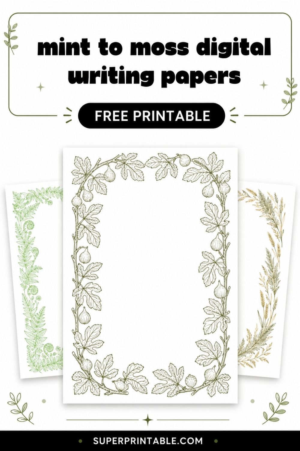 15+ Mint to Moss Digital Writing Papers Pinterest Image
