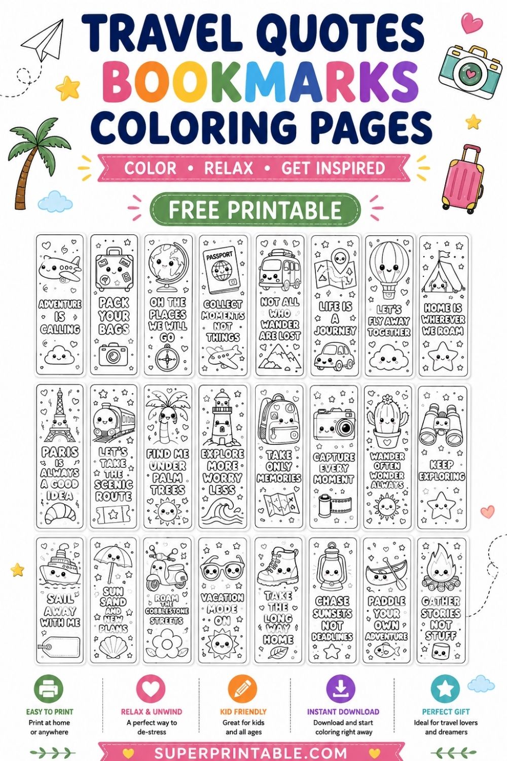 25+ Travel Quotes Bookmarks Coloring Pages Pinterest Image