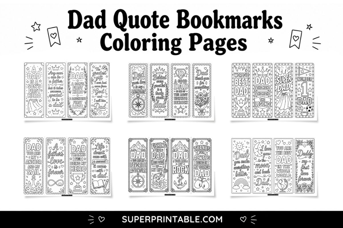 30+ Dad Quote Bookmarks Coloring Pages