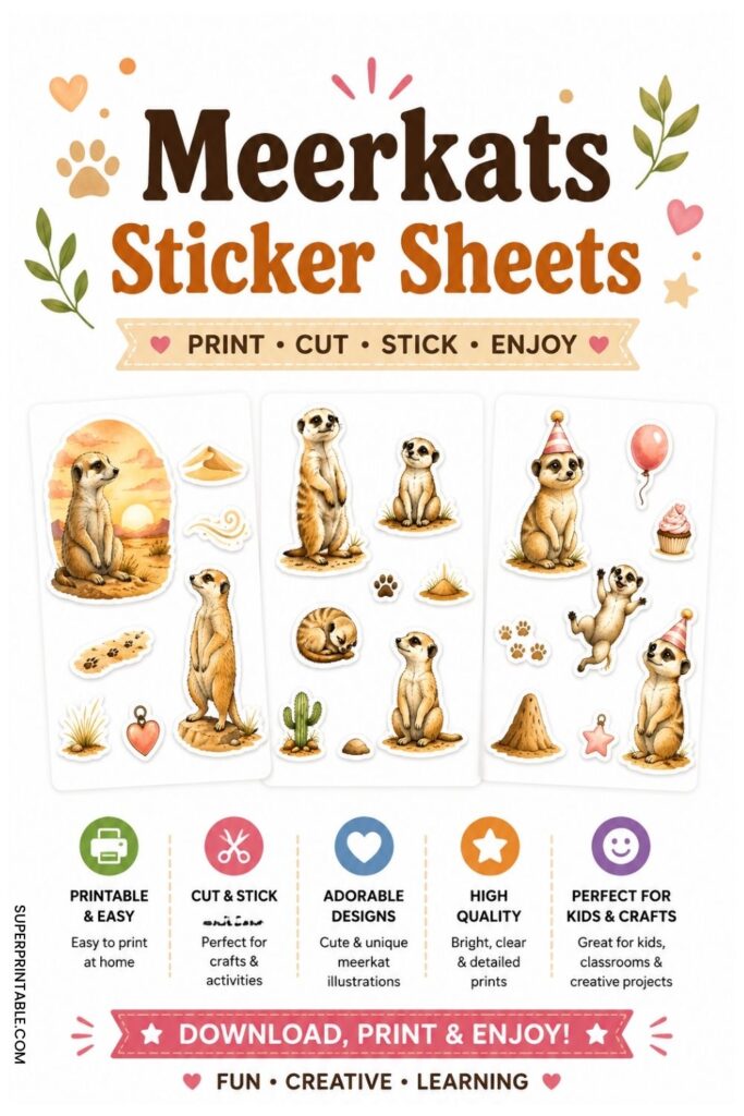 35+ Meerkats Sticker Sheets (Free PDF Printables)