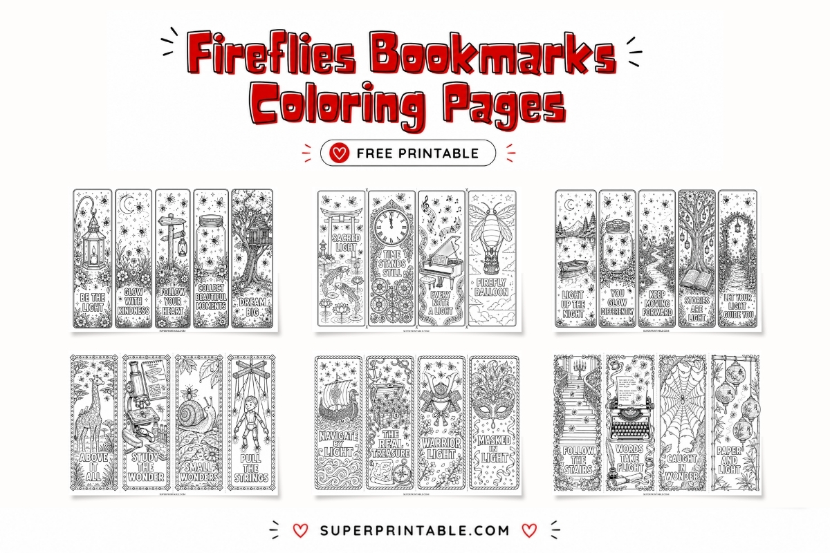 45+ Fireflies Bookmarks Coloring Pages