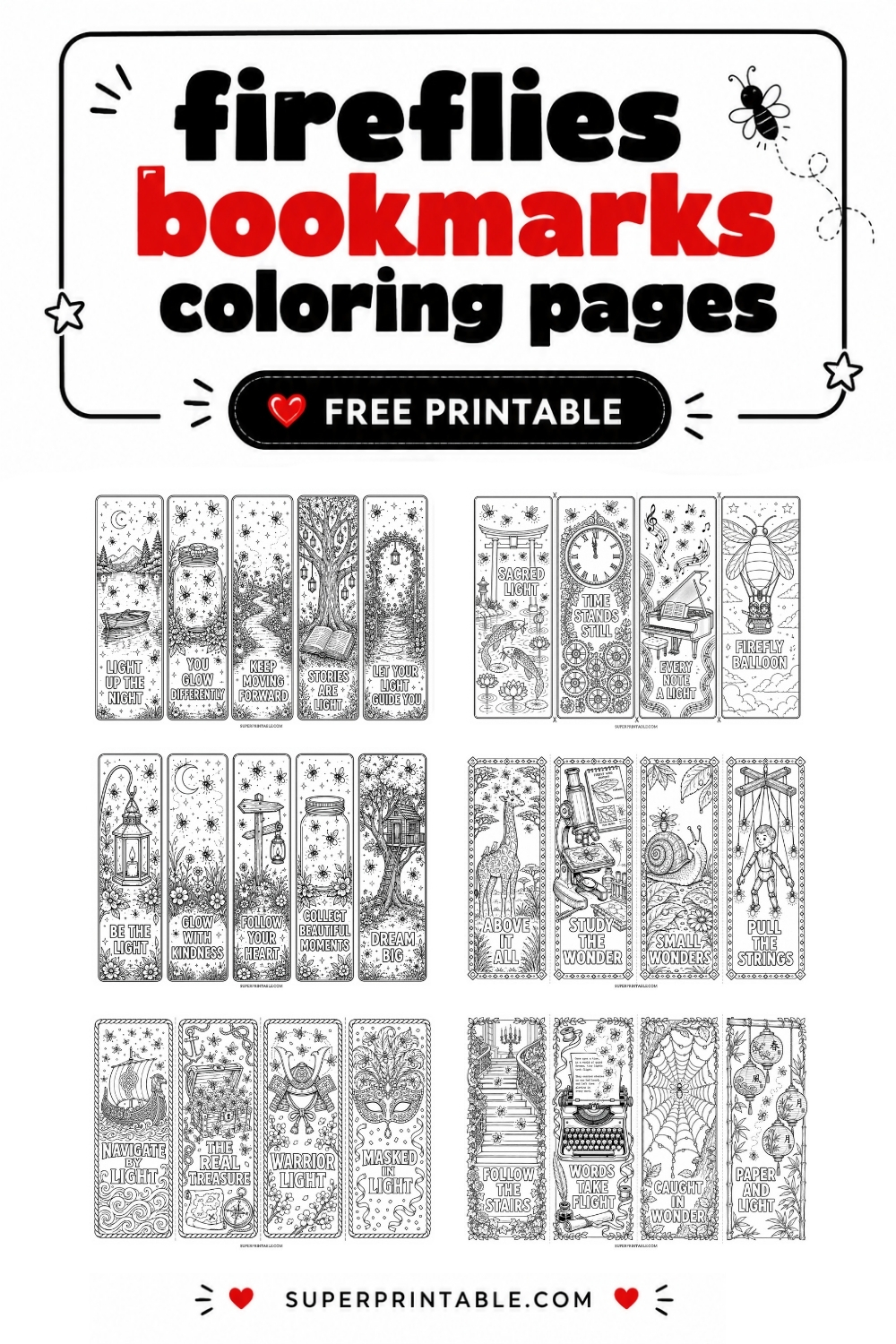 45+ Fireflies Bookmarks Coloring Pages Pinterest Image