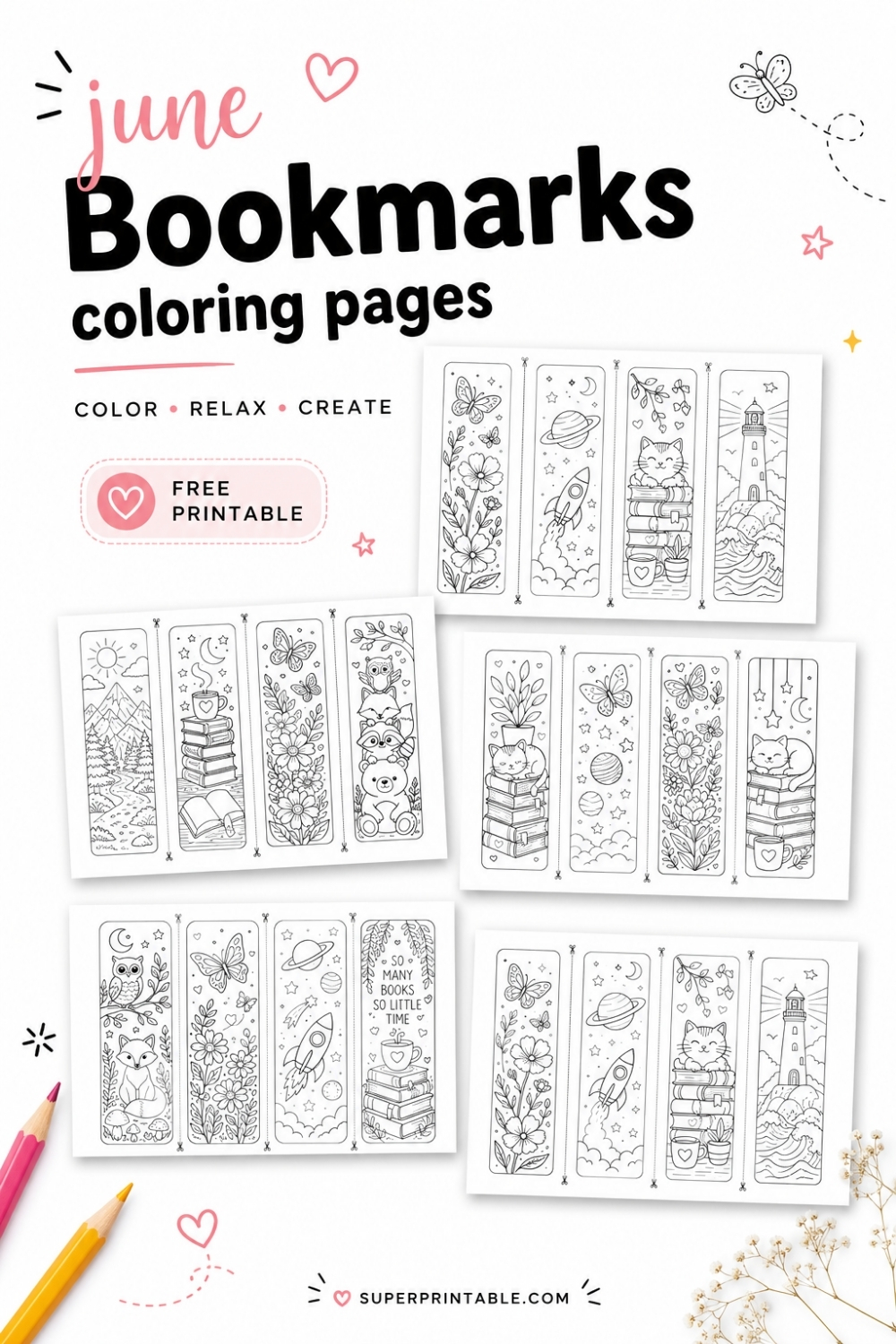 45+ June Bookmarks Coloring Pages Pinterest Image