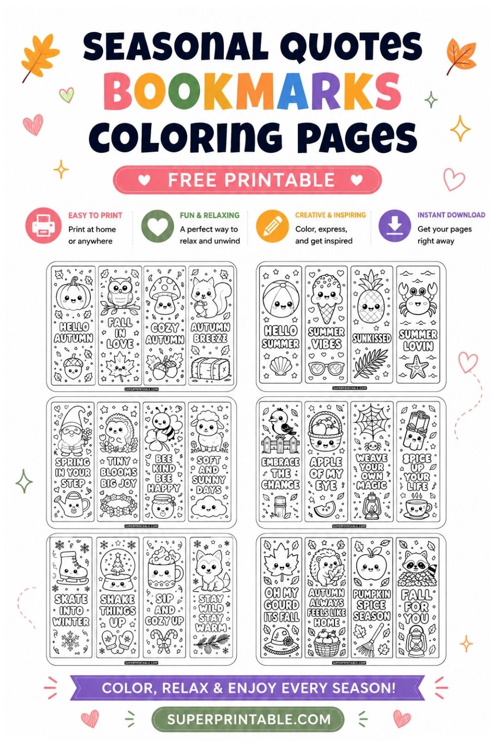 80+ Seasonal Quotes Bookmarks Coloring Pages Pinterest Image