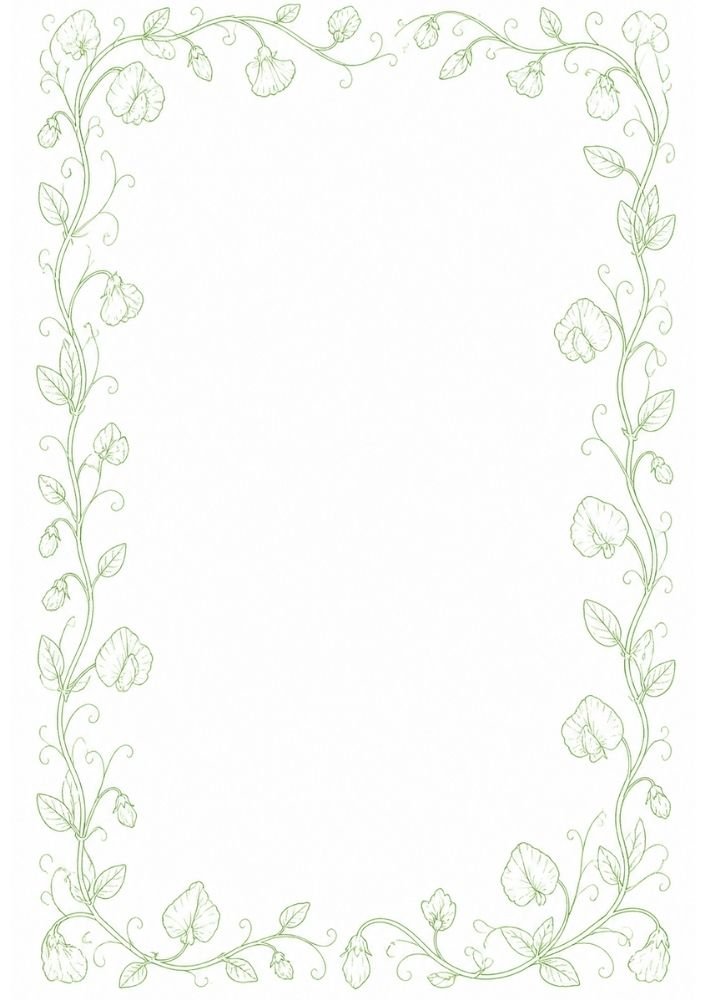 Sweet pea floral border with climbing vines and delicate flowers.