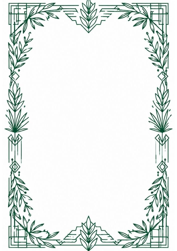 Art Deco inspired botanical border with geometric and leafy details.