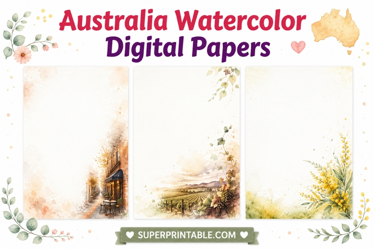 20 Free Australia Watercolor Digital Papers