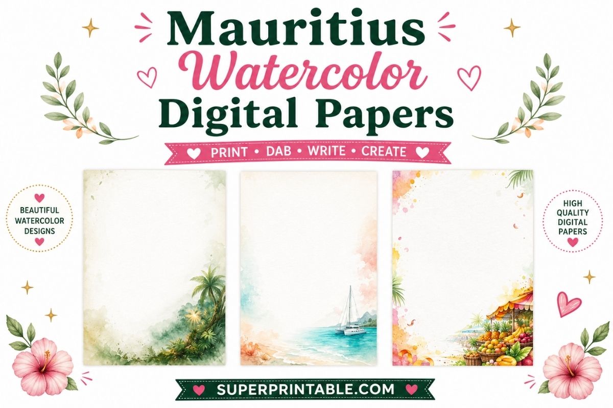 20 Free Mauritius Watercolor Digital Papers