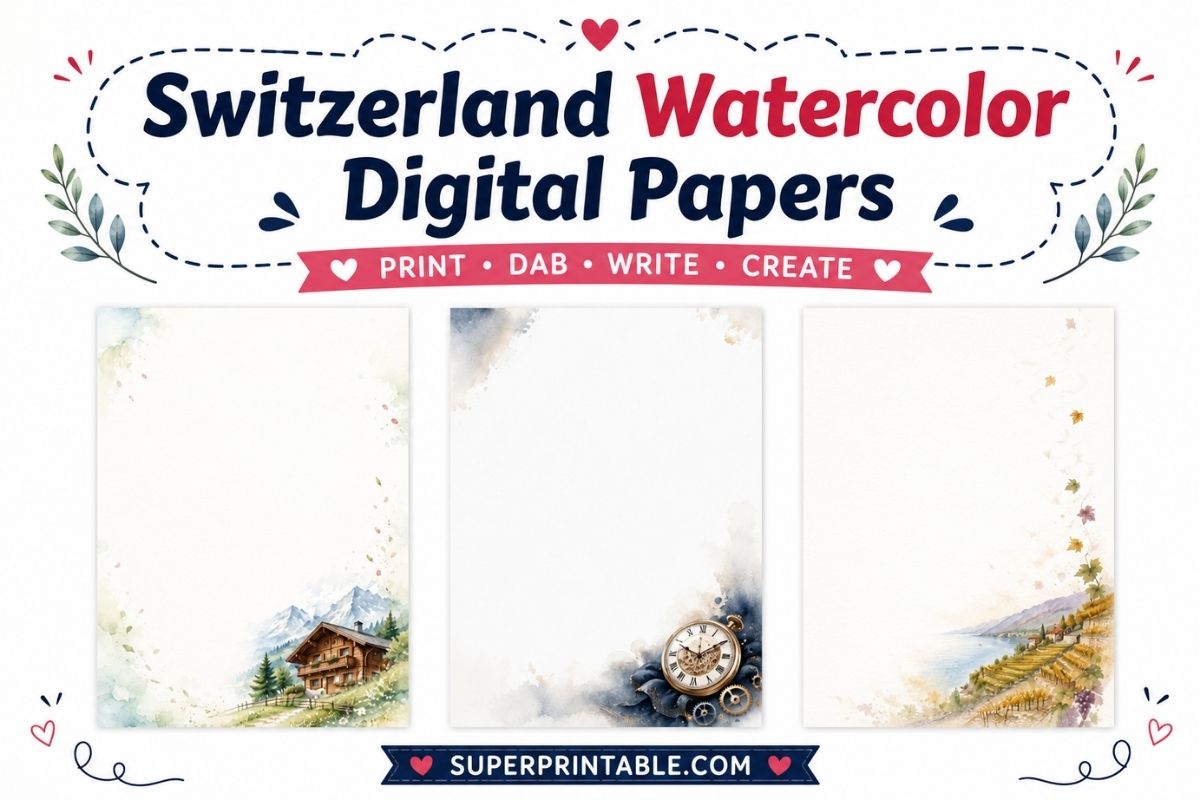 20 Free Switzerland Watercolor Digital Papers