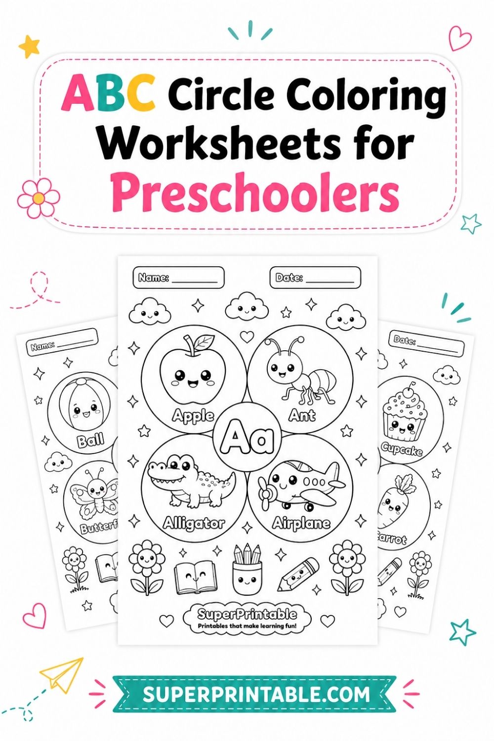 ABC Circle Coloring Worksheets for Preschoolers Pinterest Image