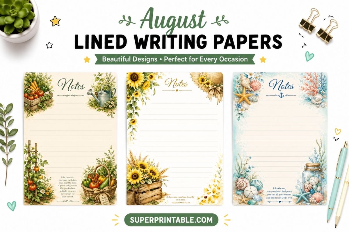 15+ Free August Lined Writing Papers