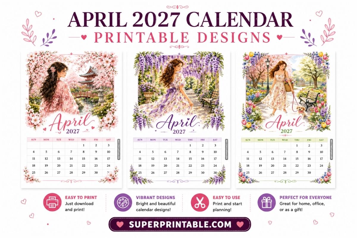 28+ Free April 2027 Calendar Printable Designs