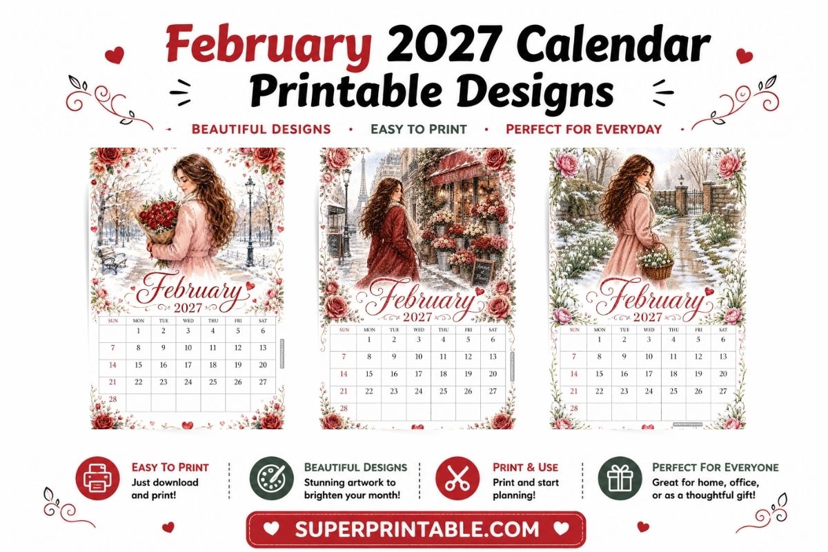 28+ Free February 2027 Calendar Printable Designs