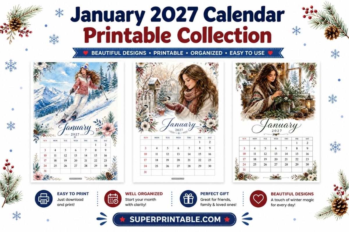 28+ January 2027 Calendar Printable Collection