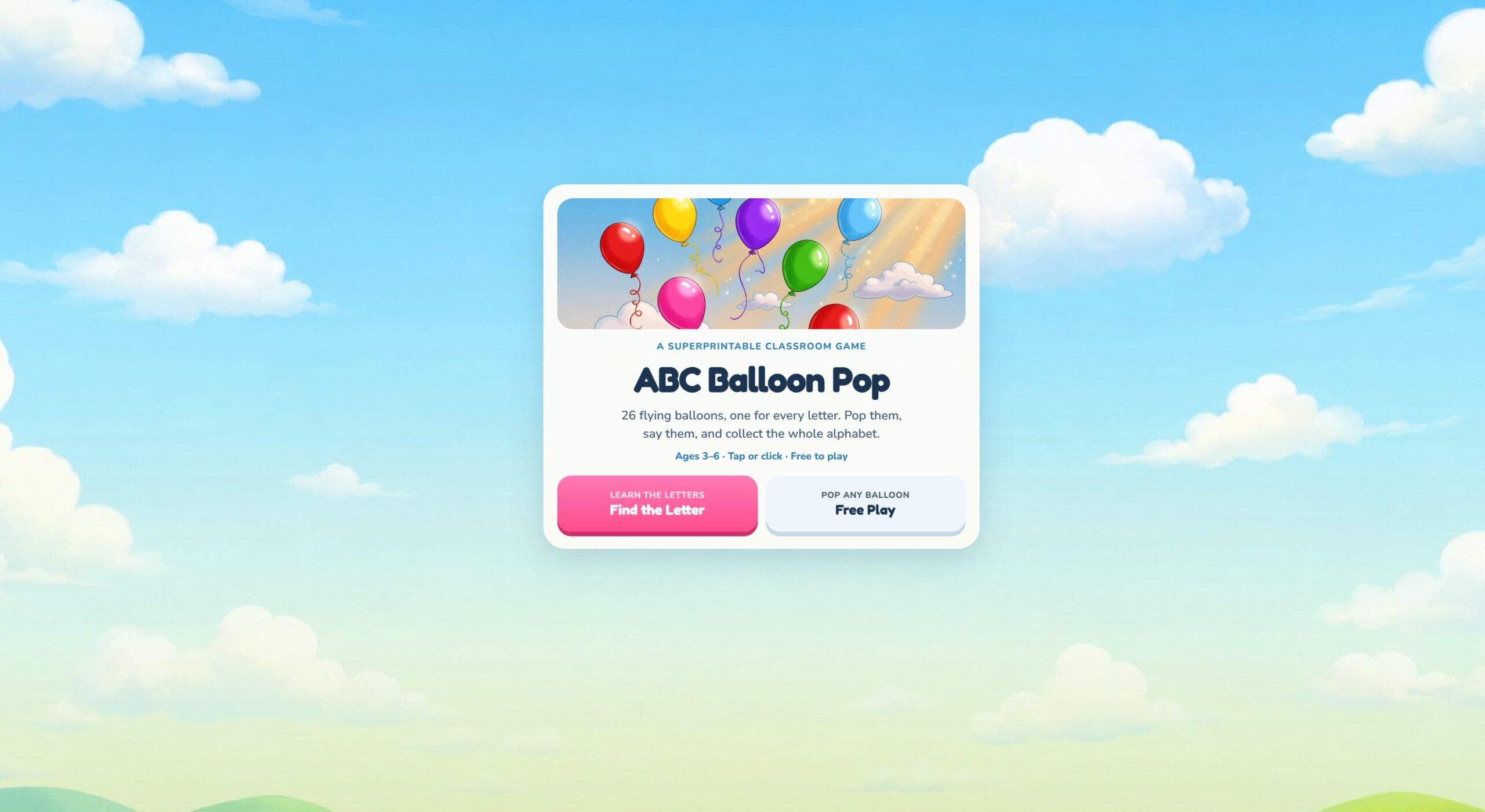 Alphabet Balloon Pop Game
