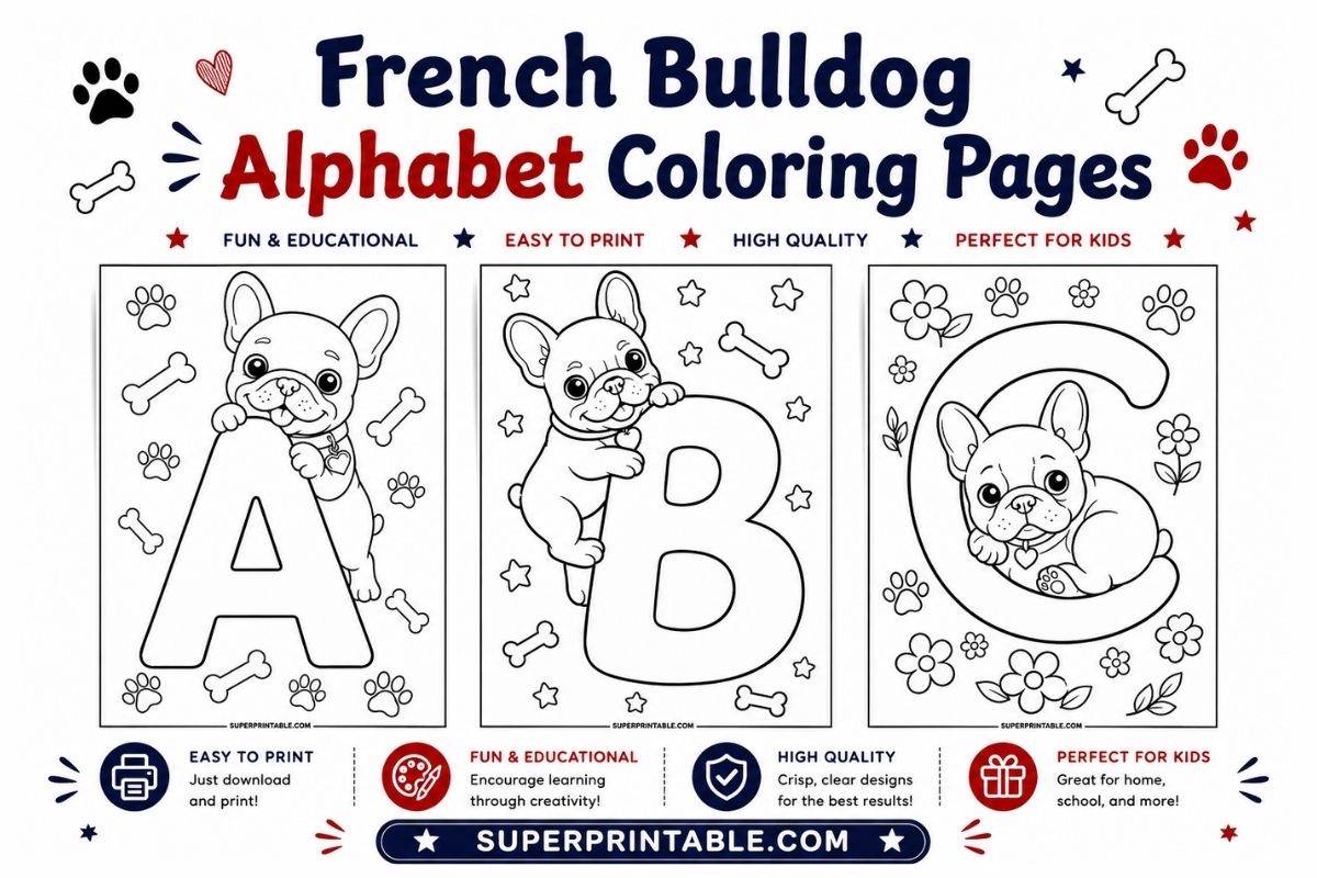 French Bulldog Alphabet Coloring Pages
