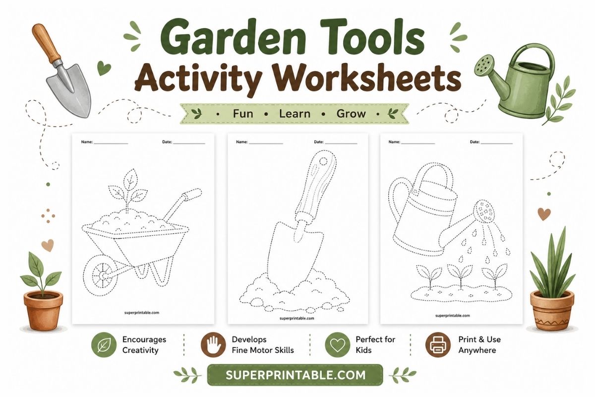 Free Garden Tools Activity Worksheets