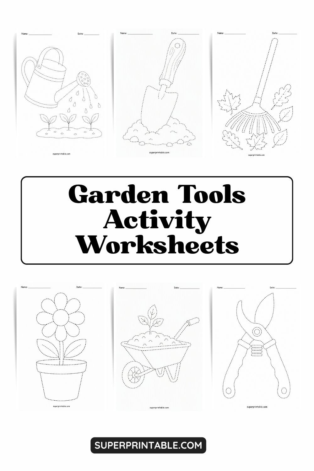 Garden Tools Activity Worksheets Pinterest Image