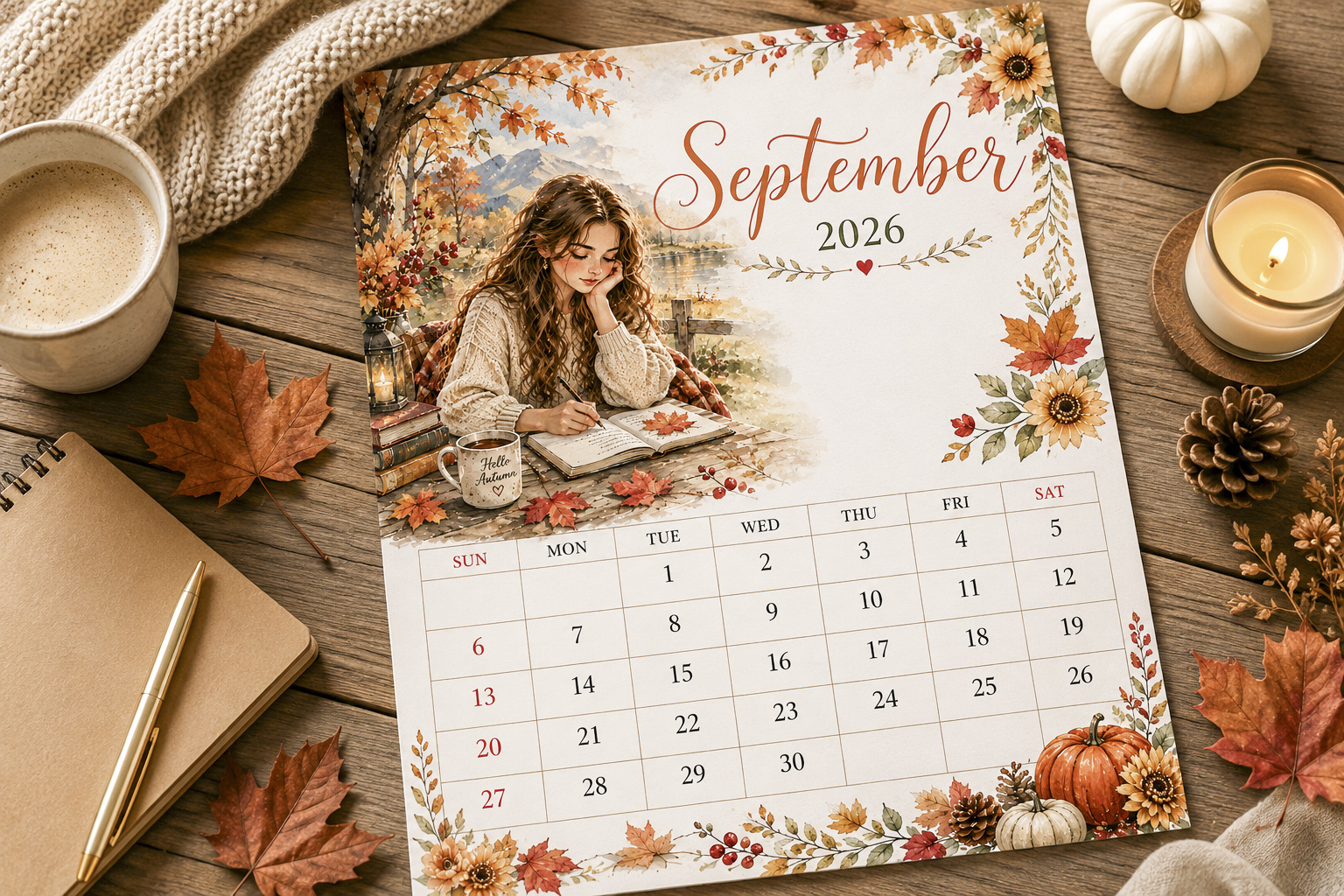 30 Watercolor September 2026 Calendar Collection