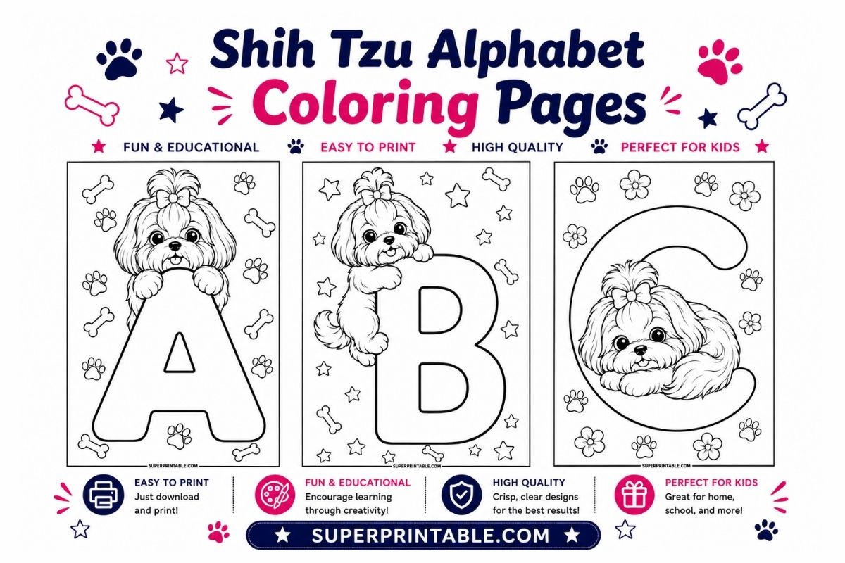 Shih Tzu Alphabet Coloring Pages