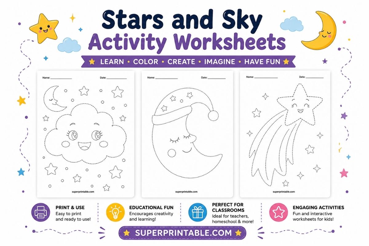 Free Stars and Sky Activity Worksheets
