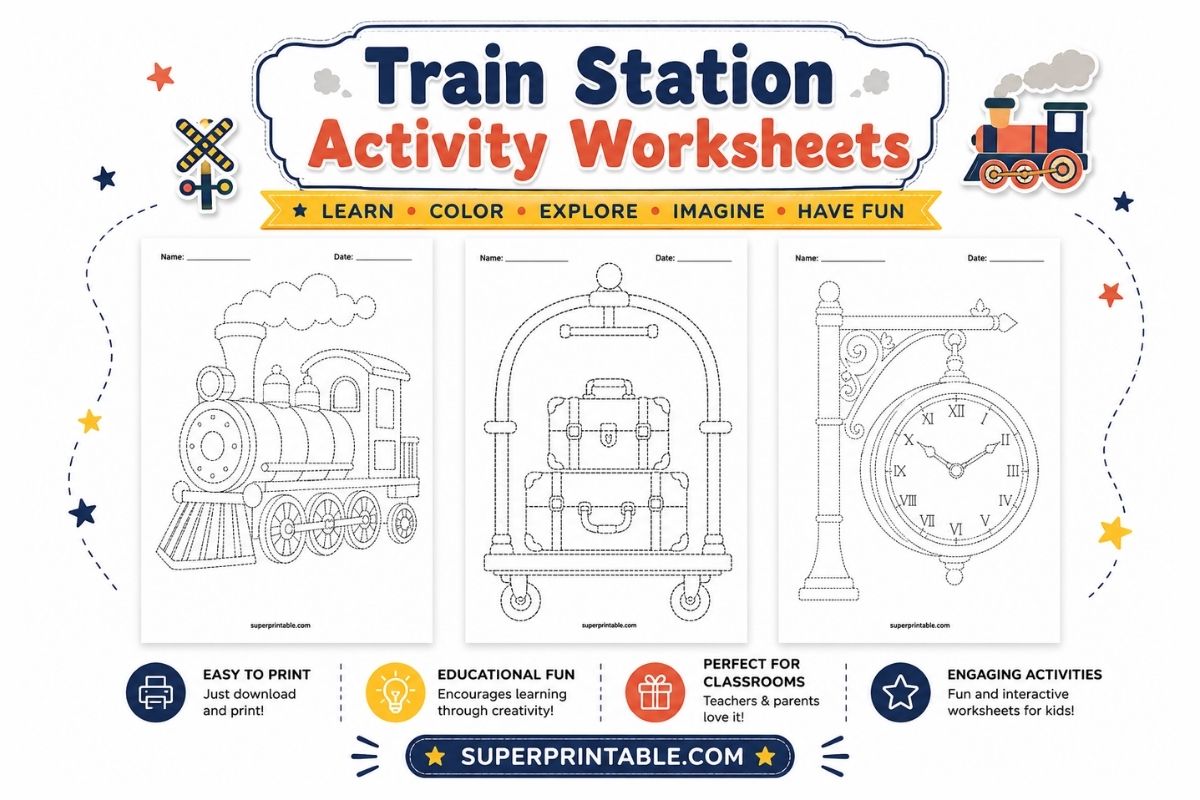 Free Train Station Activity Worksheets
