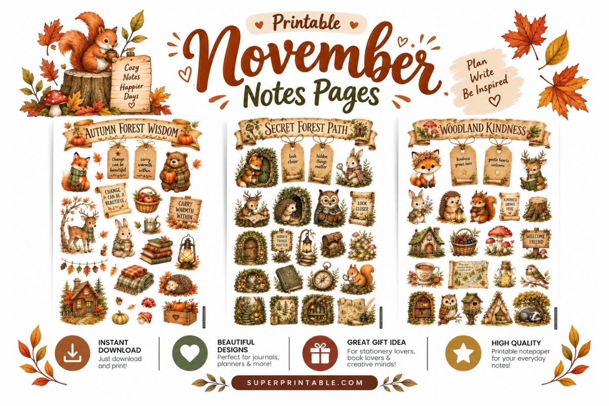 10+ November Notes Pages Printable