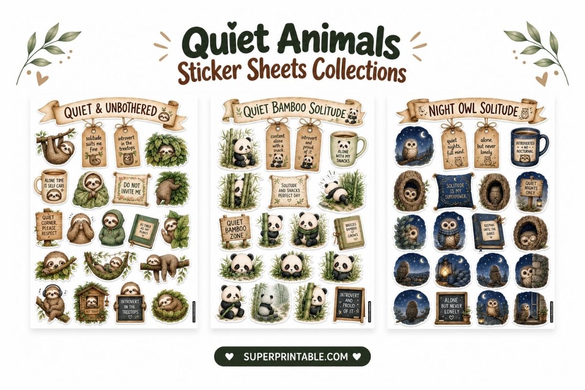 10+ Quiet Animals Sticker Sheets Collections