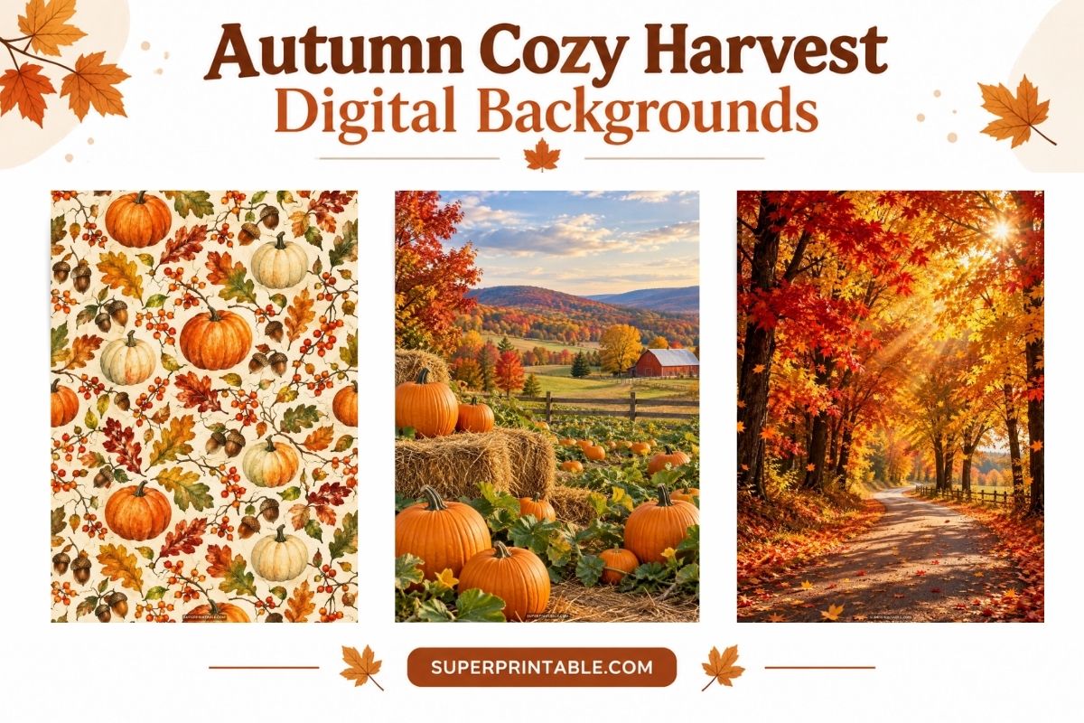 12+ Autumn Cozy Harvest Digital Backgrounds