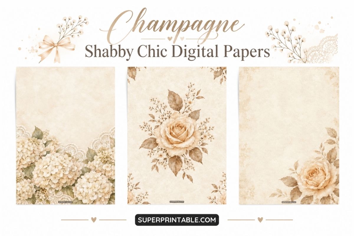 12+ Champagne Shabby Chic Digital Papers