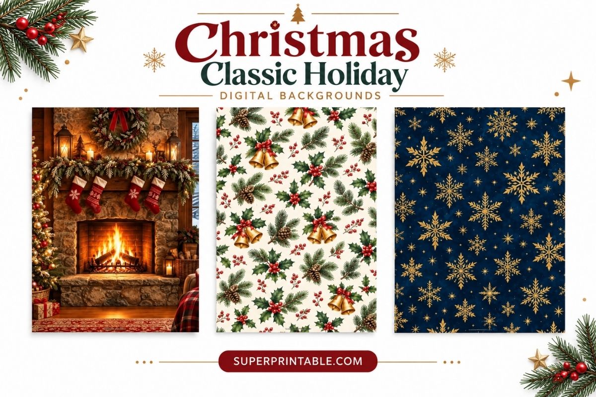 12+ Christmas Classic Holiday Digital Backgrounds