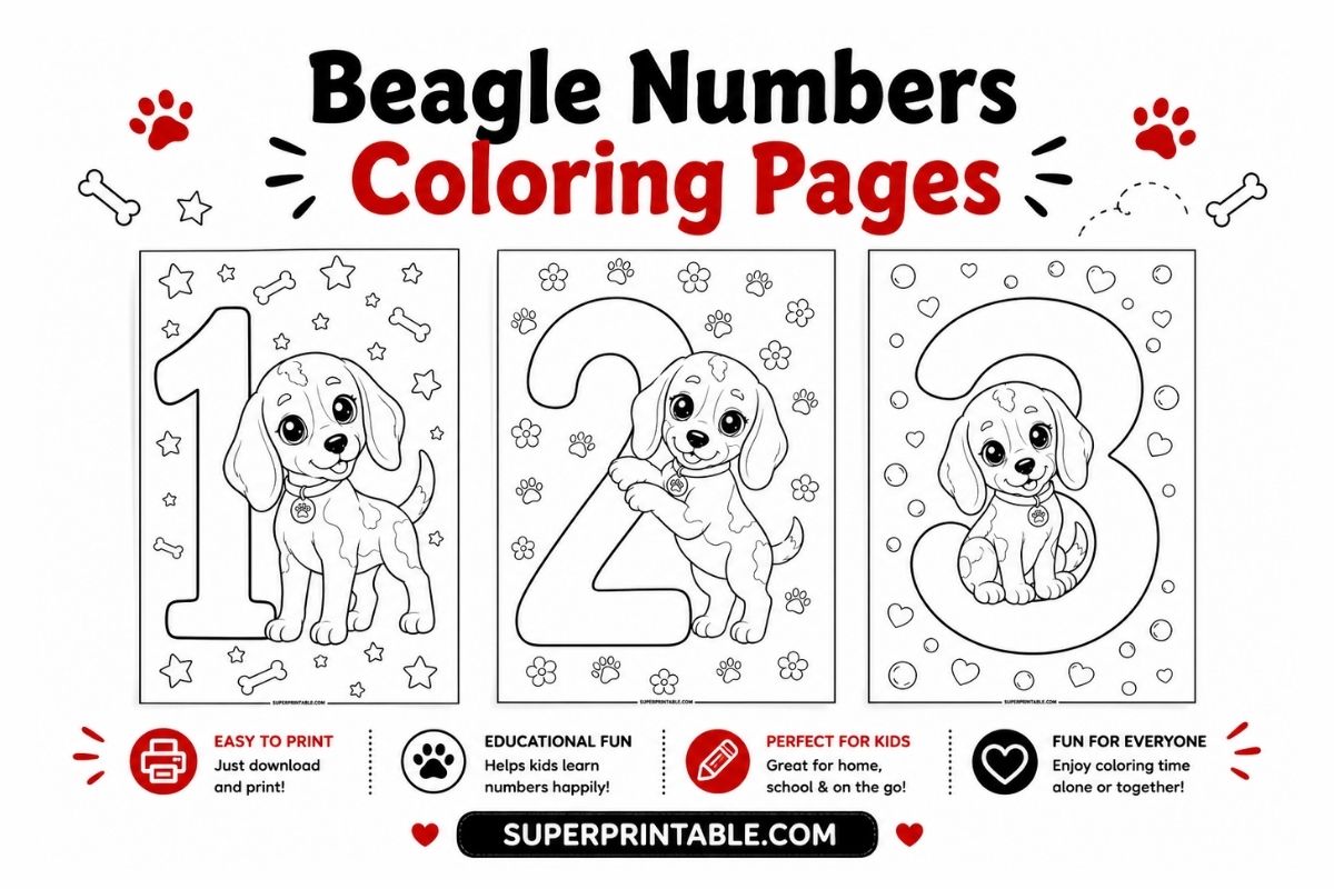 Beagle Numbers Coloring Pages