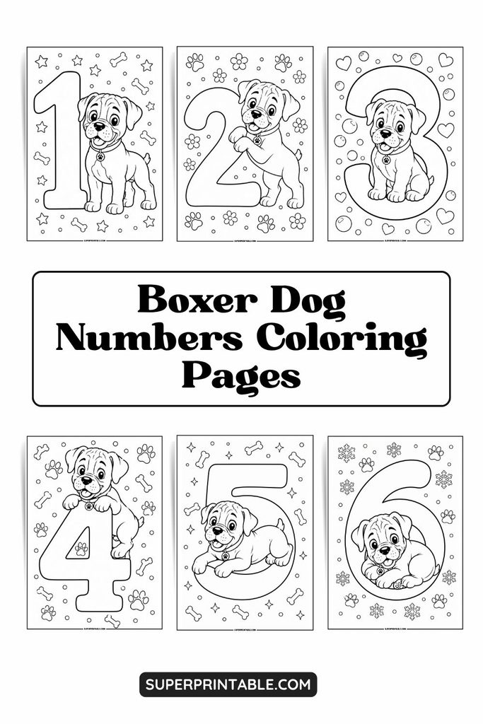Boxer Dog Numbers Coloring Pages Pinterest Image