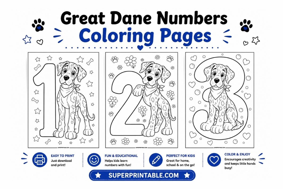 Great Dane Numbers Coloring Pages