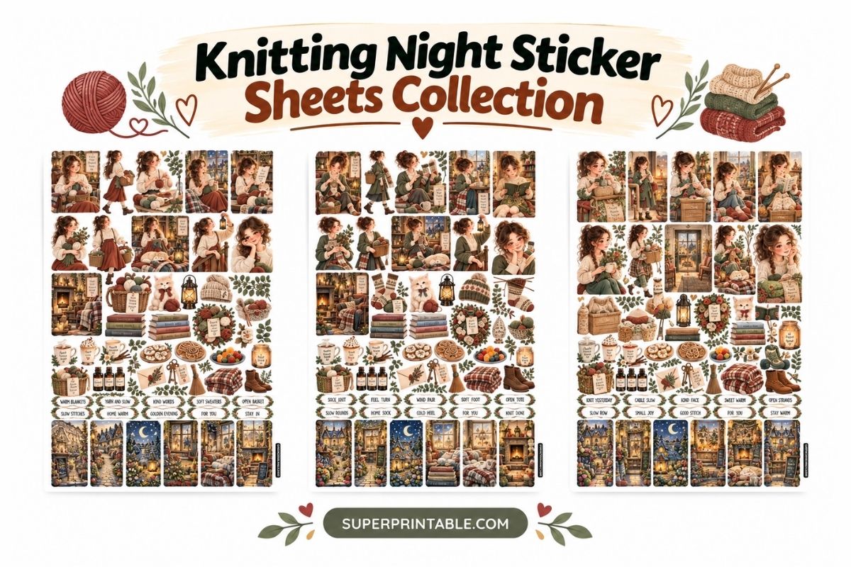 Knitting Night Sticker Sheets Collection