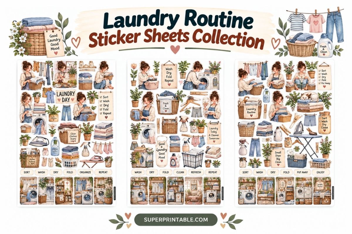 Laundry Routine Sticker Sheets Collection