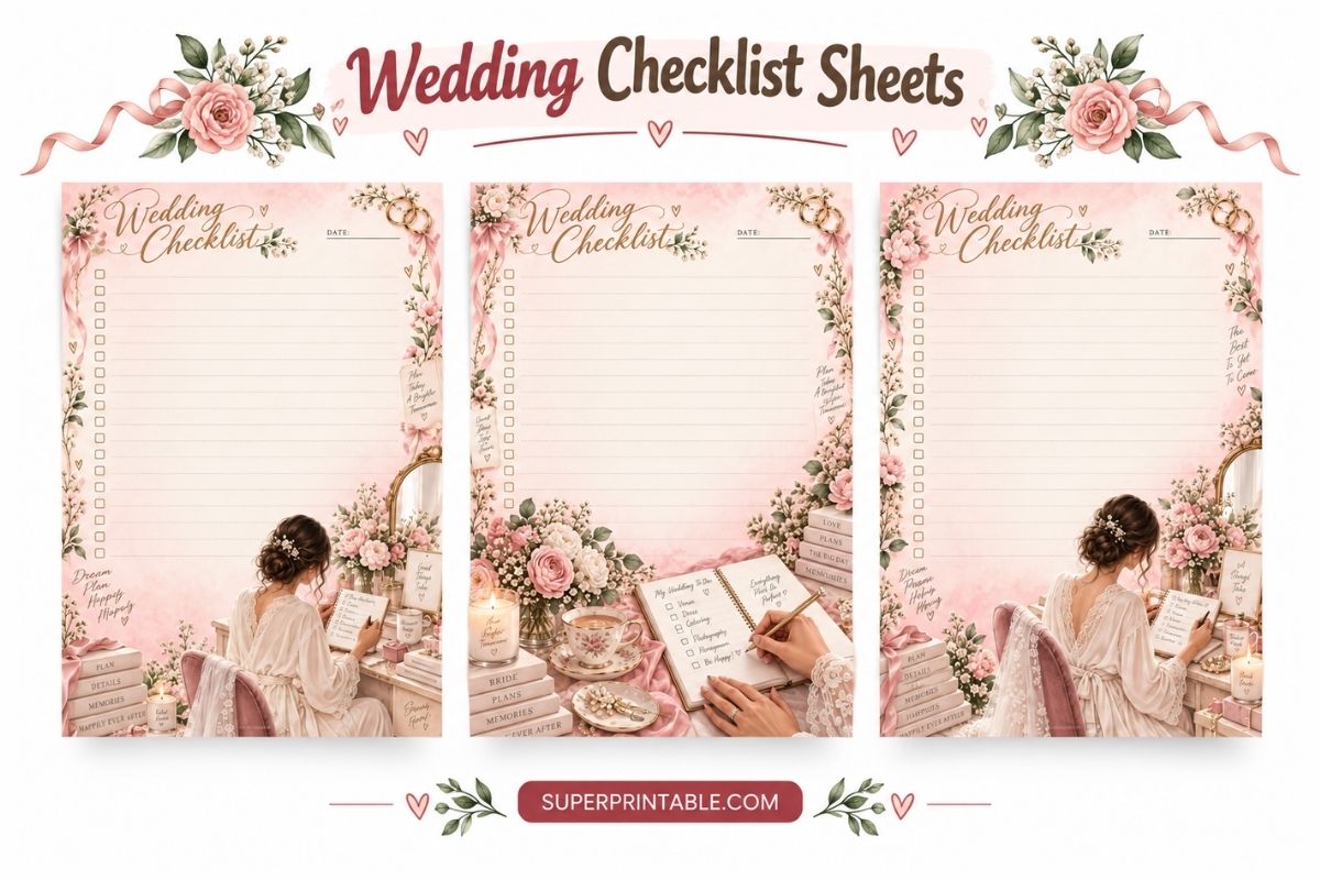 Wedding Checklist Sheets