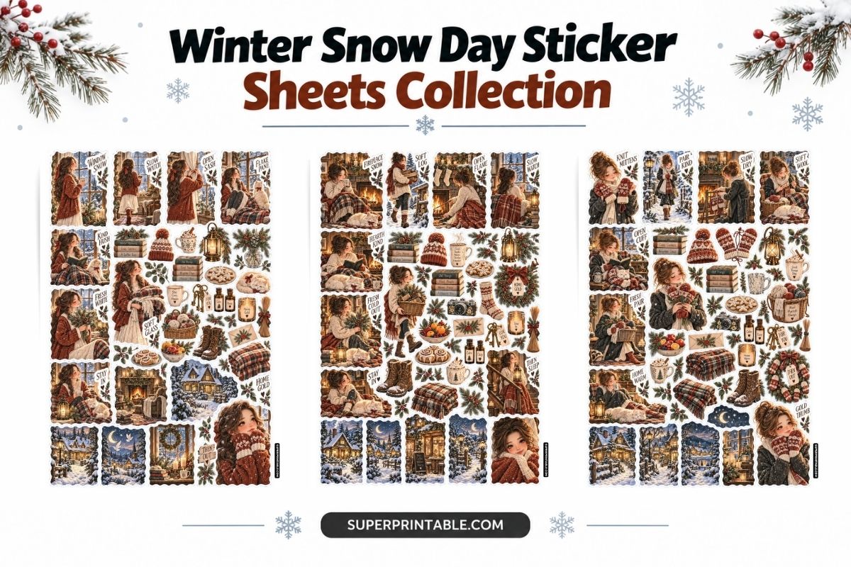 Winter Snow Day Sticker Sheets Collection