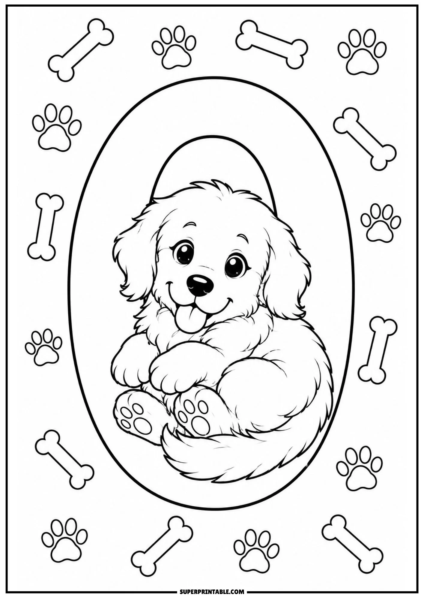 Golden retriever numbers coloring pages feature cute puppies learning numbers from zero to ten.